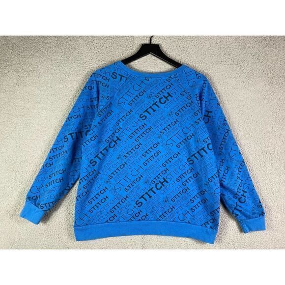 Stitch Sweatshirt Disney Size XL Juniors Junior Lilo Allover Print Graphic Blue - Picture 4 of 9